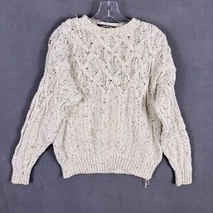 Vintage Thornton Bay Cream Cable Knit Chunky Fisherman Sweater L? Quiet Luxury